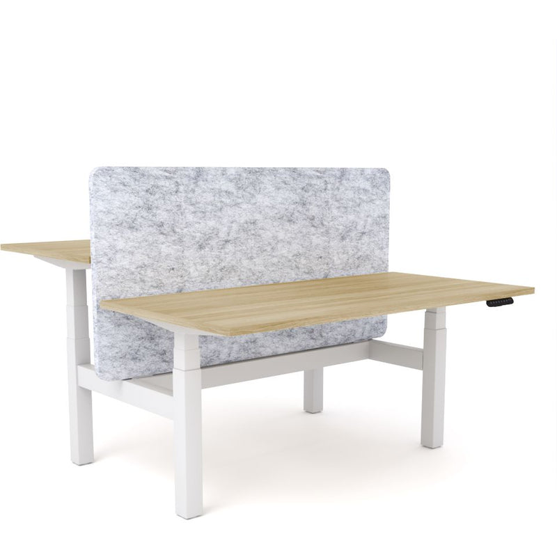 Dynamo Plus - Electric Height Adjustable Double Sided Workstation With Screen (Marble Grey Screen)