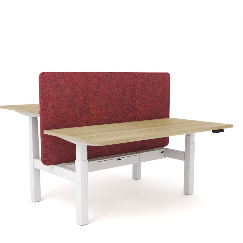 Dynamo Plus - Electric Height Adjustable Double Sided Workstation With Screen (Maroon Screen)