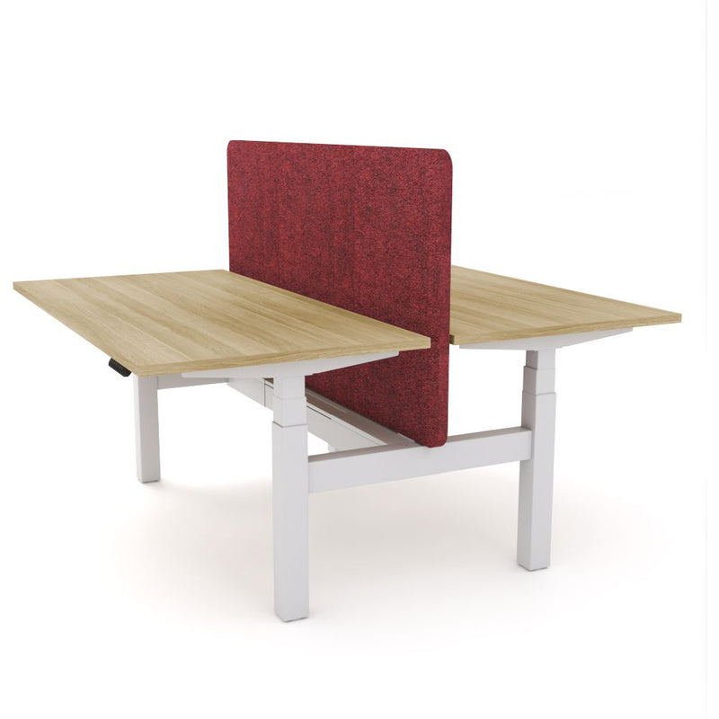 Dynamo Plus - Electric Height Adjustable Double Sided Workstation With Screen (Maroon Screen)
