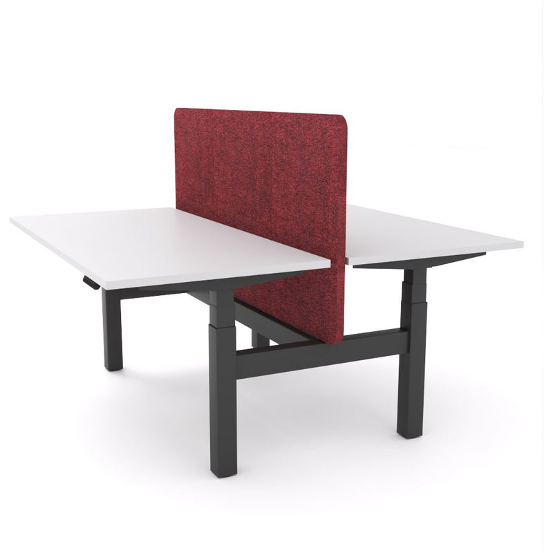 Dynamo Plus - Electric Height Adjustable Double Sided Workstation With Screen (Maroon Screen)