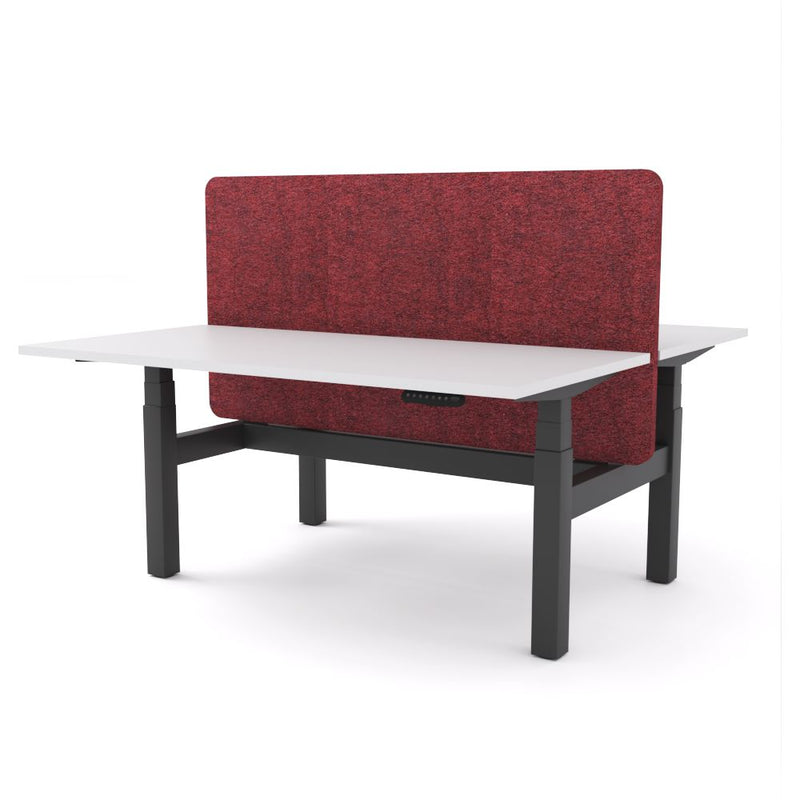 Dynamo Plus - Electric Height Adjustable Double Sided Workstation With Screen (Maroon Screen)