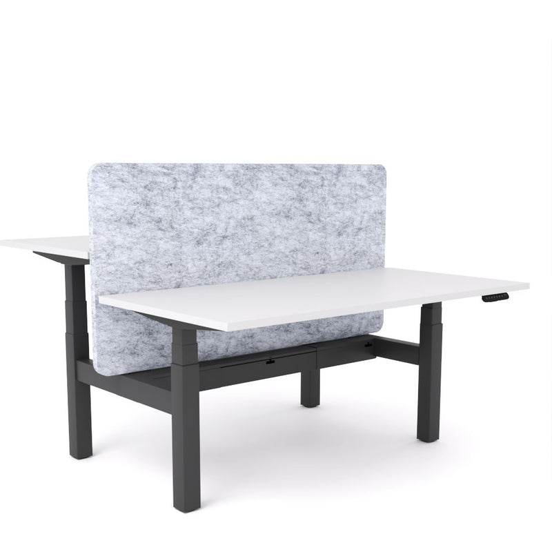 Dynamo Plus - Electric Height Adjustable Double Sided Workstation With Screen (Marble Grey Screen)