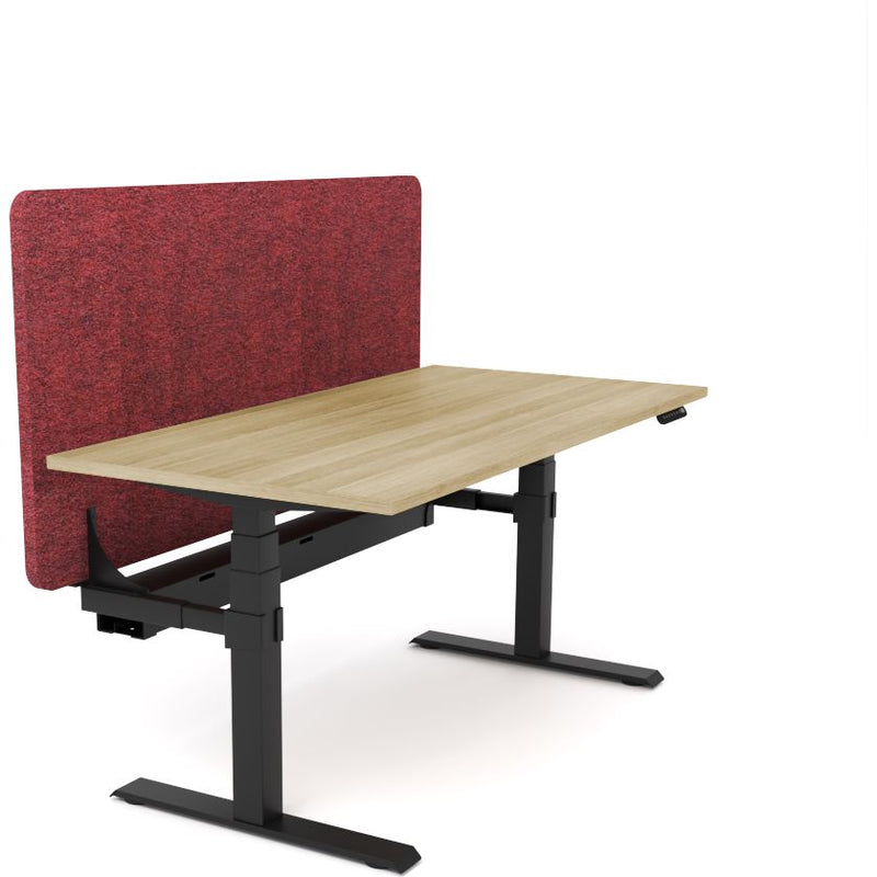Dynamo Plus - Electric Height Adjustable Single Workstation With Screen (Maroon Screen)