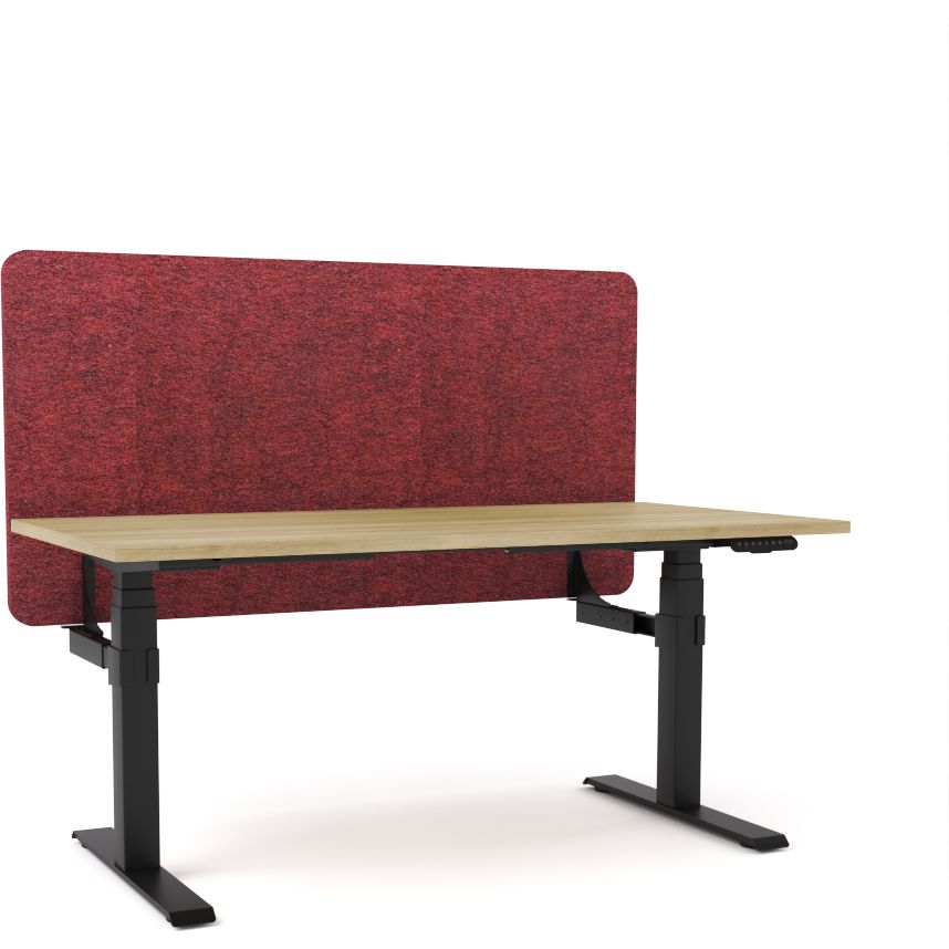 Dynamo Plus - Electric Height Adjustable Single Workstation With Screen (Maroon Screen)