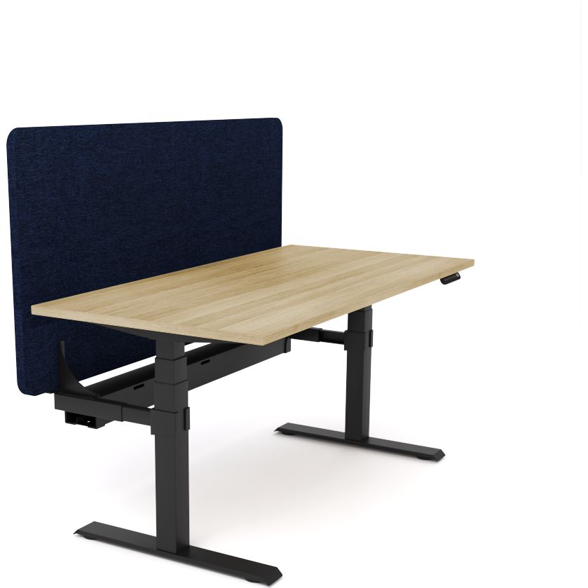 Dynamo Plus - Electric Height Adjustable Single Workstation With Screen (Dark Blue Screen)