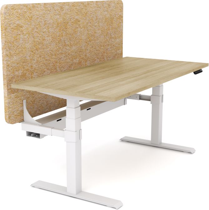 Dynamo Plus - Electric Height Adjustable Single Workstation With Screen (Mid Natural Screen)