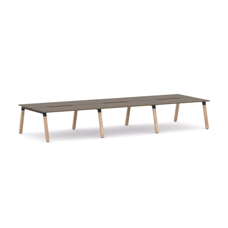 Plantation 6-Person Double-sided Desk Workstation Oak