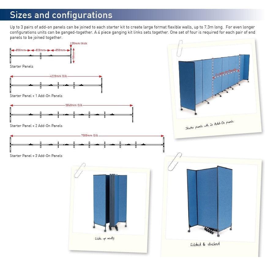 Elite Great Screen Divider Mobile Partition Add On Panels (Whiteboard)