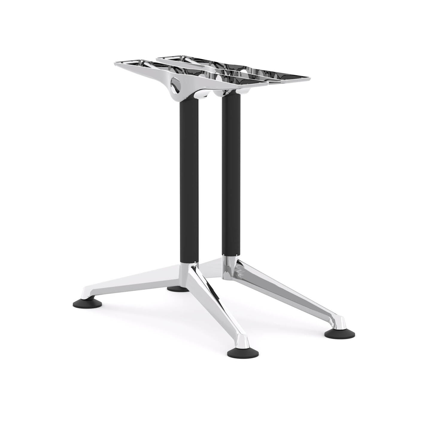 Modulus Table Single Post Fixed End Leg Set: D780-1200mm x H695mm - Black Poles with Polished Alloy Feet
