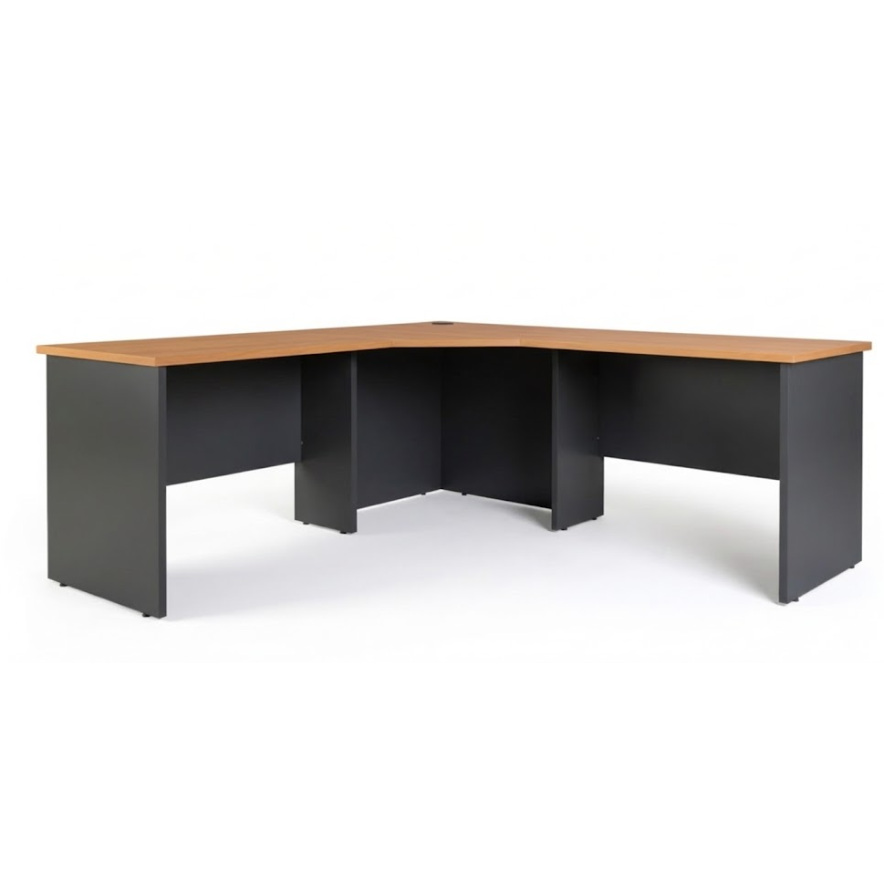 Logan Corner Workstation - Beach/Ironstone (Black Friday)-Elite Office Furniture