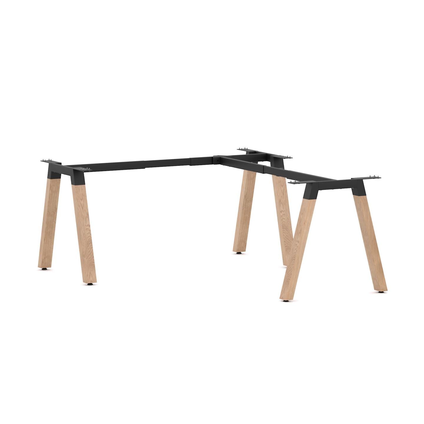 Plantation Straight Workstation with Return Oak Frame Only