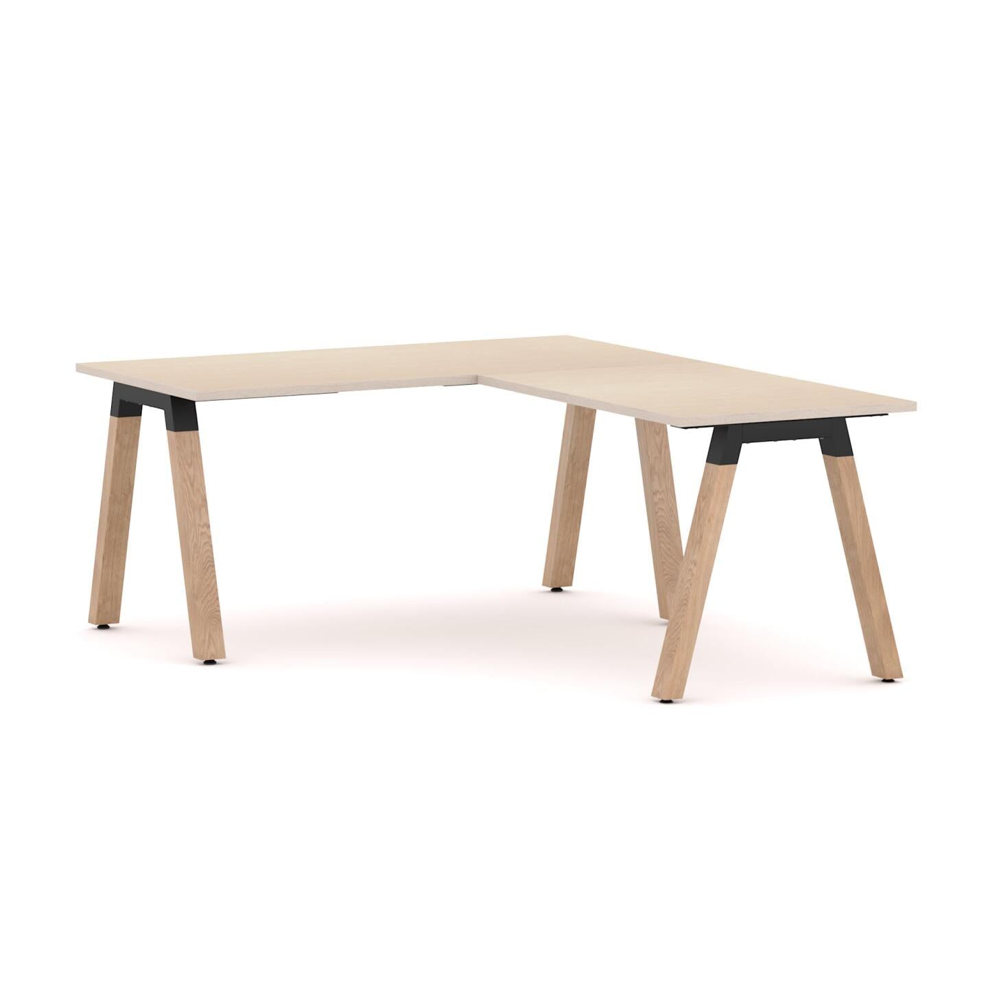 Plantation Straight Workstation with Return Oak