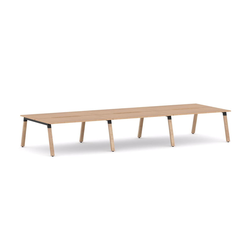 Plantation 6-Person Double-sided Desk Workstation Oak