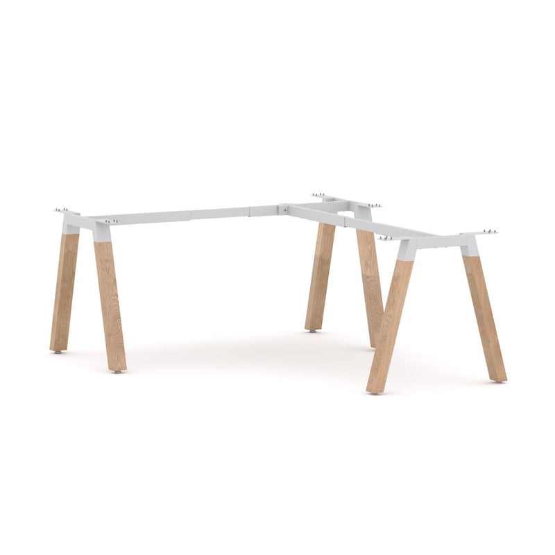 Plantation Straight Workstation with Return Oak Frame Only