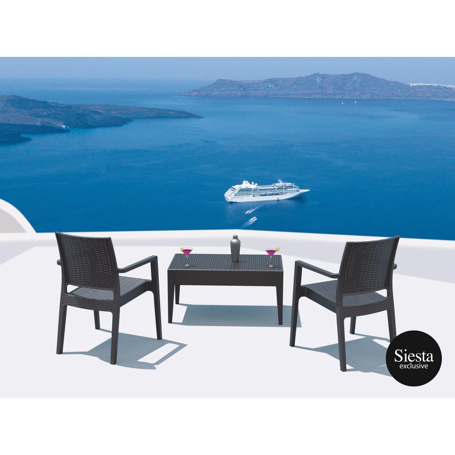 3 Piece Resin Rattan Pool Side Setting with Ibiza Arm Chair-Elite Office Furniture