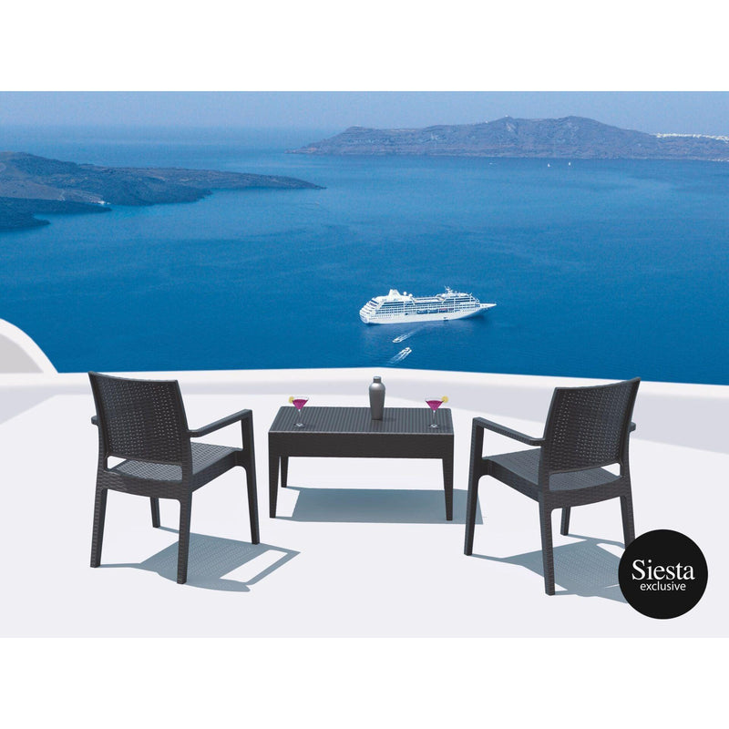 3 Piece Resin Rattan Pool Side Setting with Ibiza Arm Chair-Elite Office Furniture