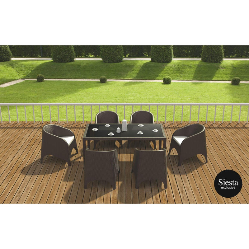 Tahiti 6 Seater Resin Rattan Dining Setting with Aruba Arm Chair-Elite Office Furniture
