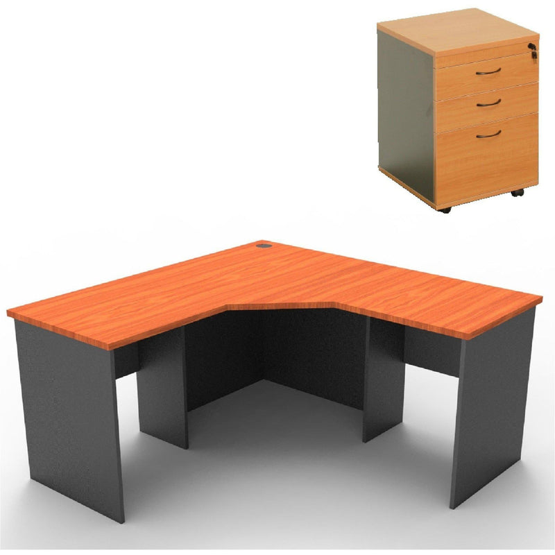 Rapid Worker Corner Workstation with Mobile Pedestal