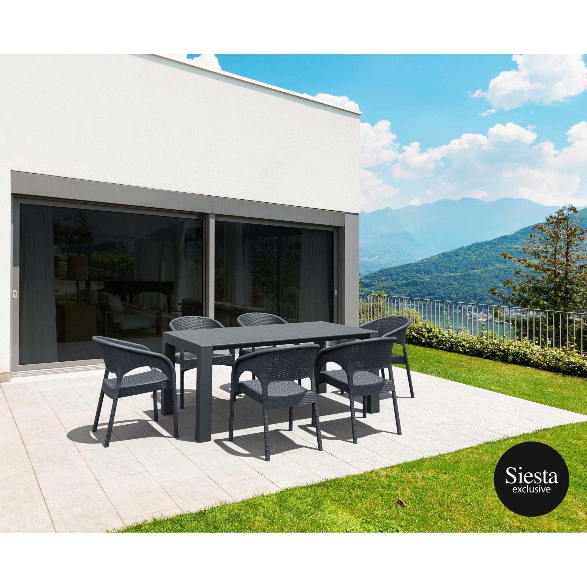 7 Piece Rattan Table Setting Package with Panama Armchairs-Elite Office Furniture