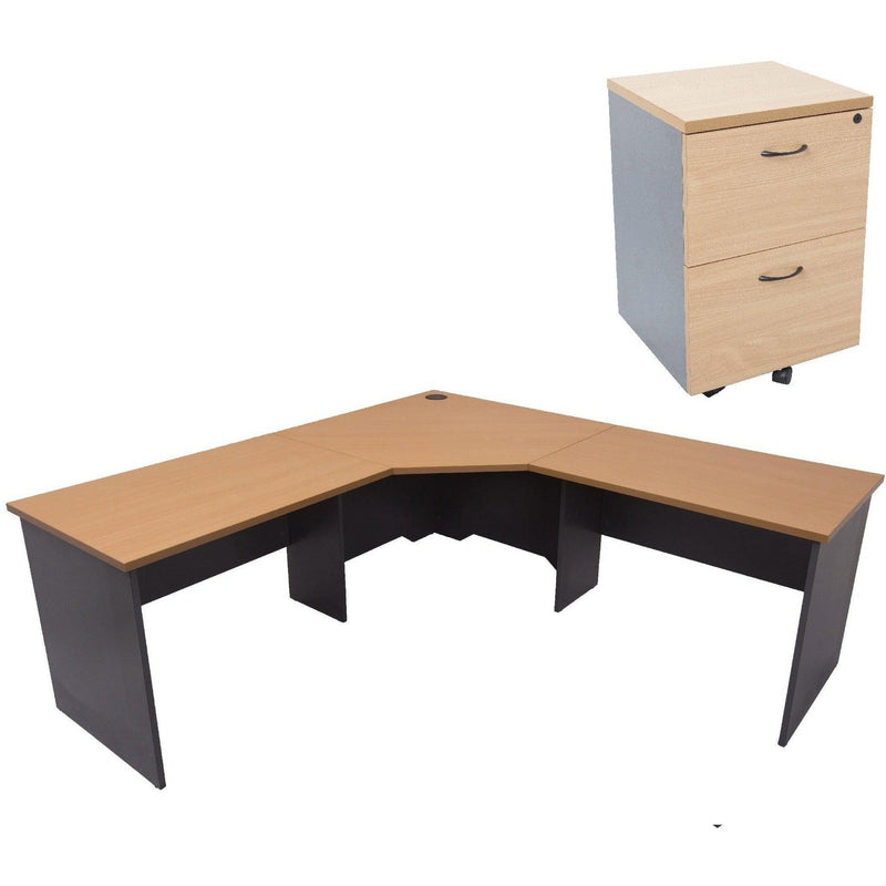 Rapid Worker Corner Workstation with Mobile Pedestal