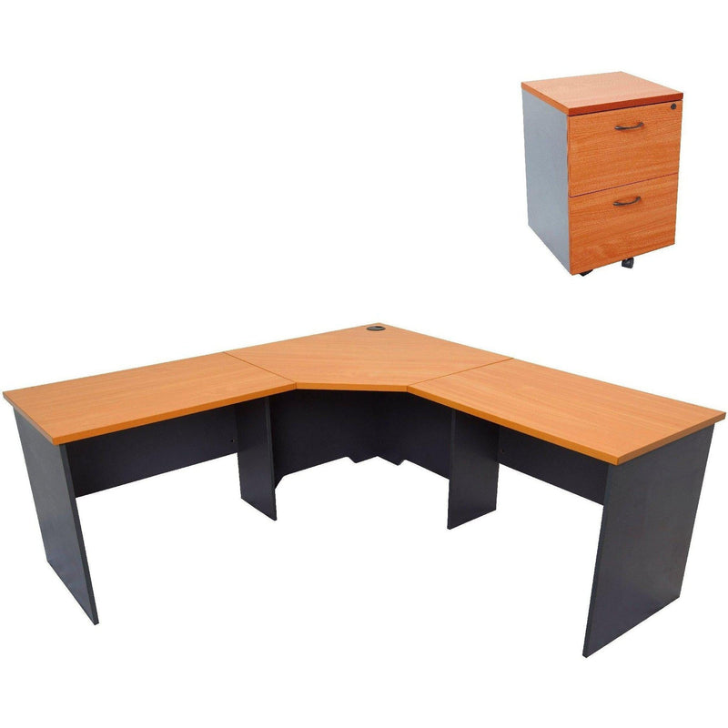 Rapid Worker Corner Workstation with Mobile Pedestal