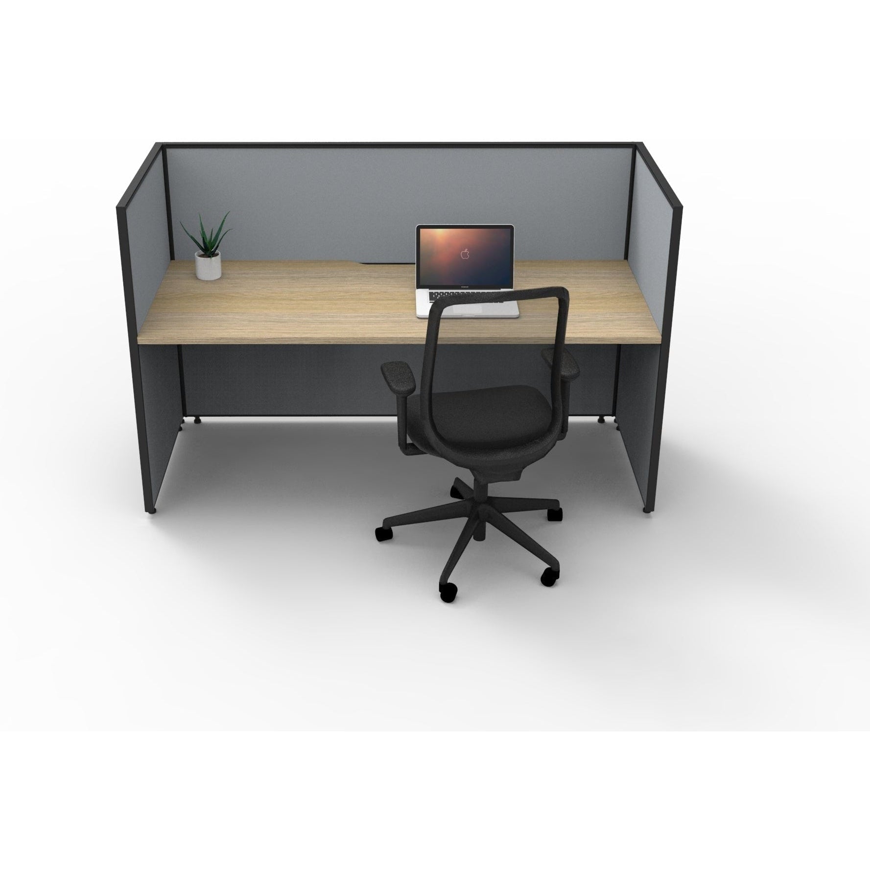SHUSH30 Workstation - 1 Person - Screen Hung Top - Oak