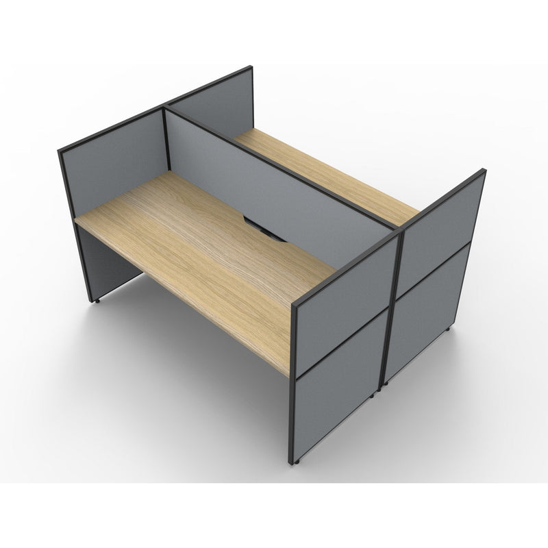 SHUSH30 Double Sided Workstation - 2 Person - Screen Hung Tops - Oak