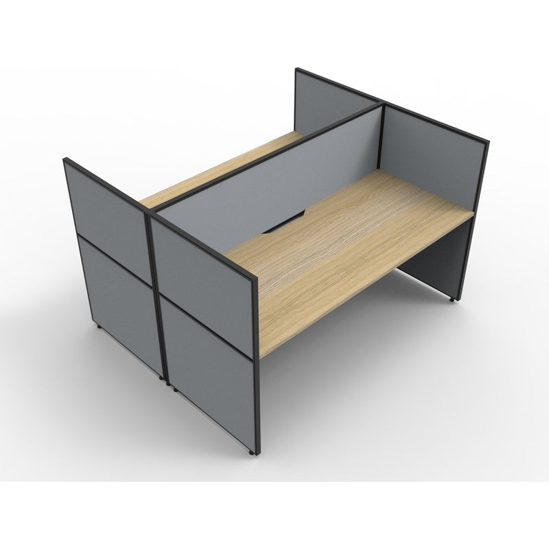 SHUSH30 Double Sided Workstation - 2 Person - Screen Hung Tops - Oak