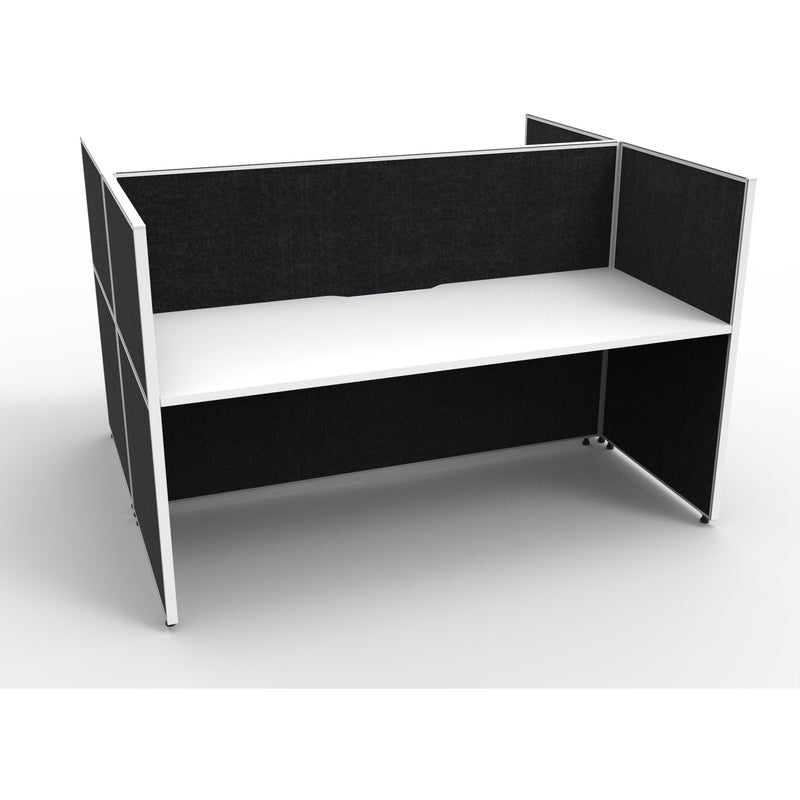 SHUSH30 Double Sided Workstation - 2 Person - Screen Hung Tops - White