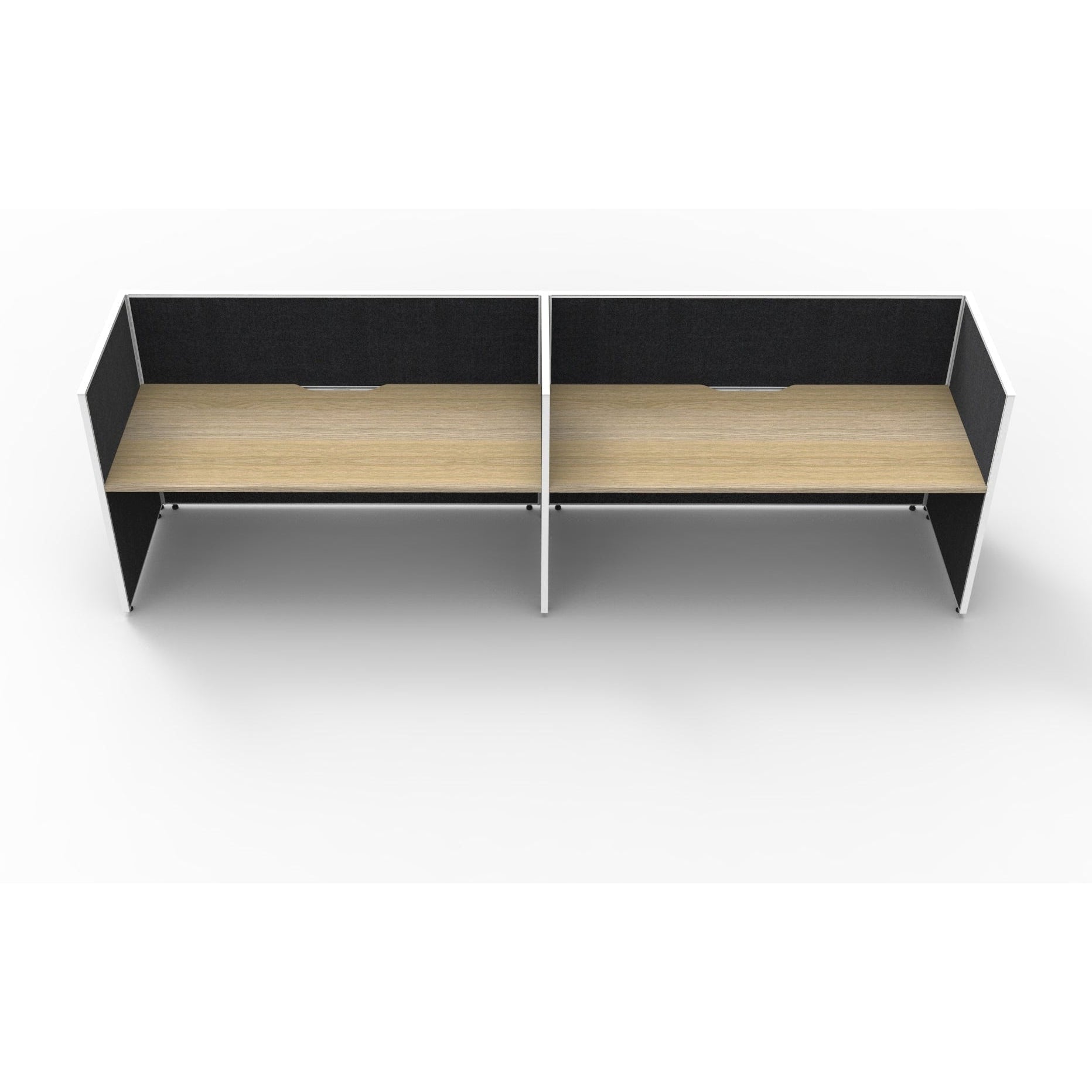 SHUSH30 Workstation - 2 Person - Screen Hung Tops - Oak