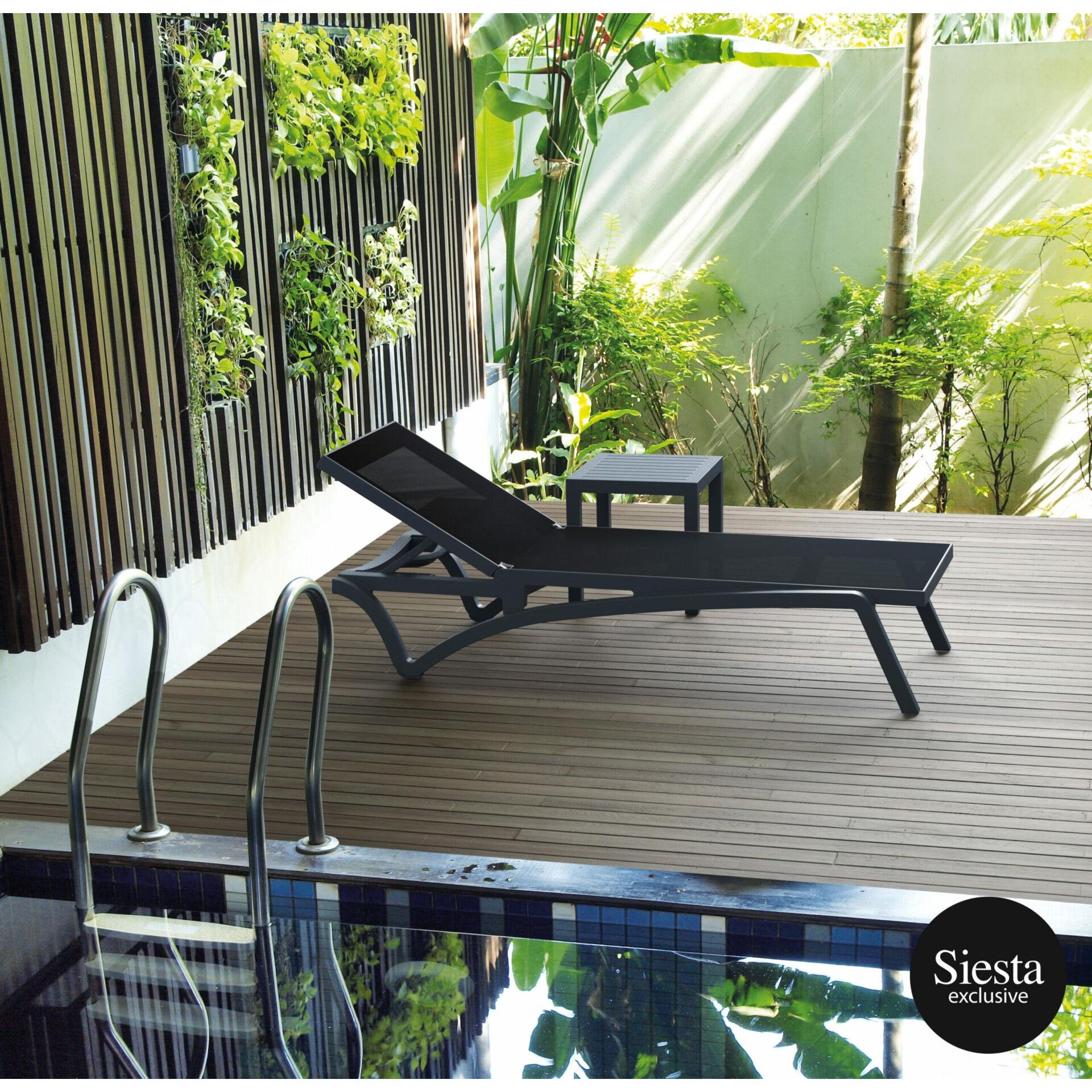 2 Piece Pacific Sun Lounger with Ocean Side Table Set-Elite Office Furniture