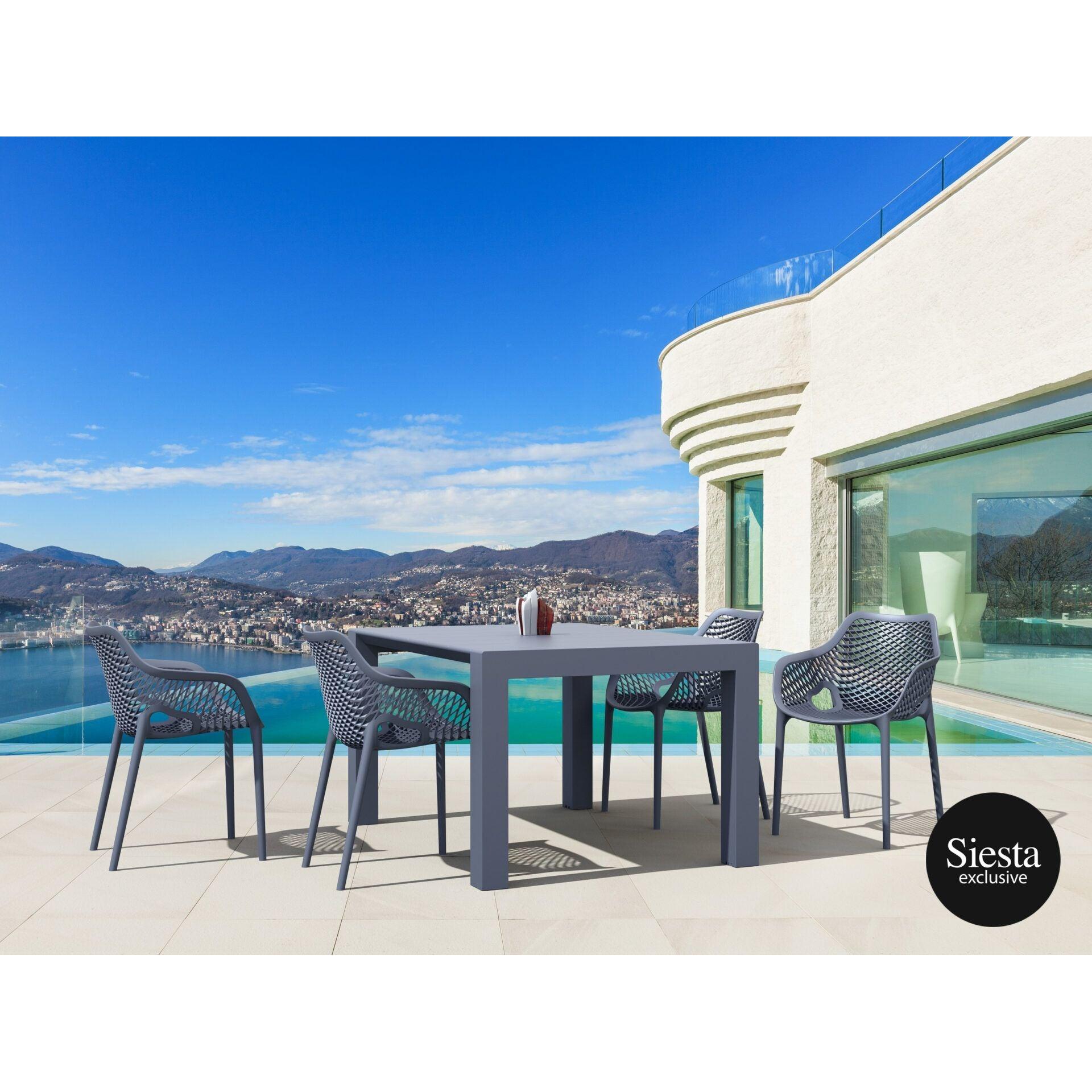 Vegas Table 4 Seater Outdoor Dining Setting with Air XL Armchair-Elite Office Furniture