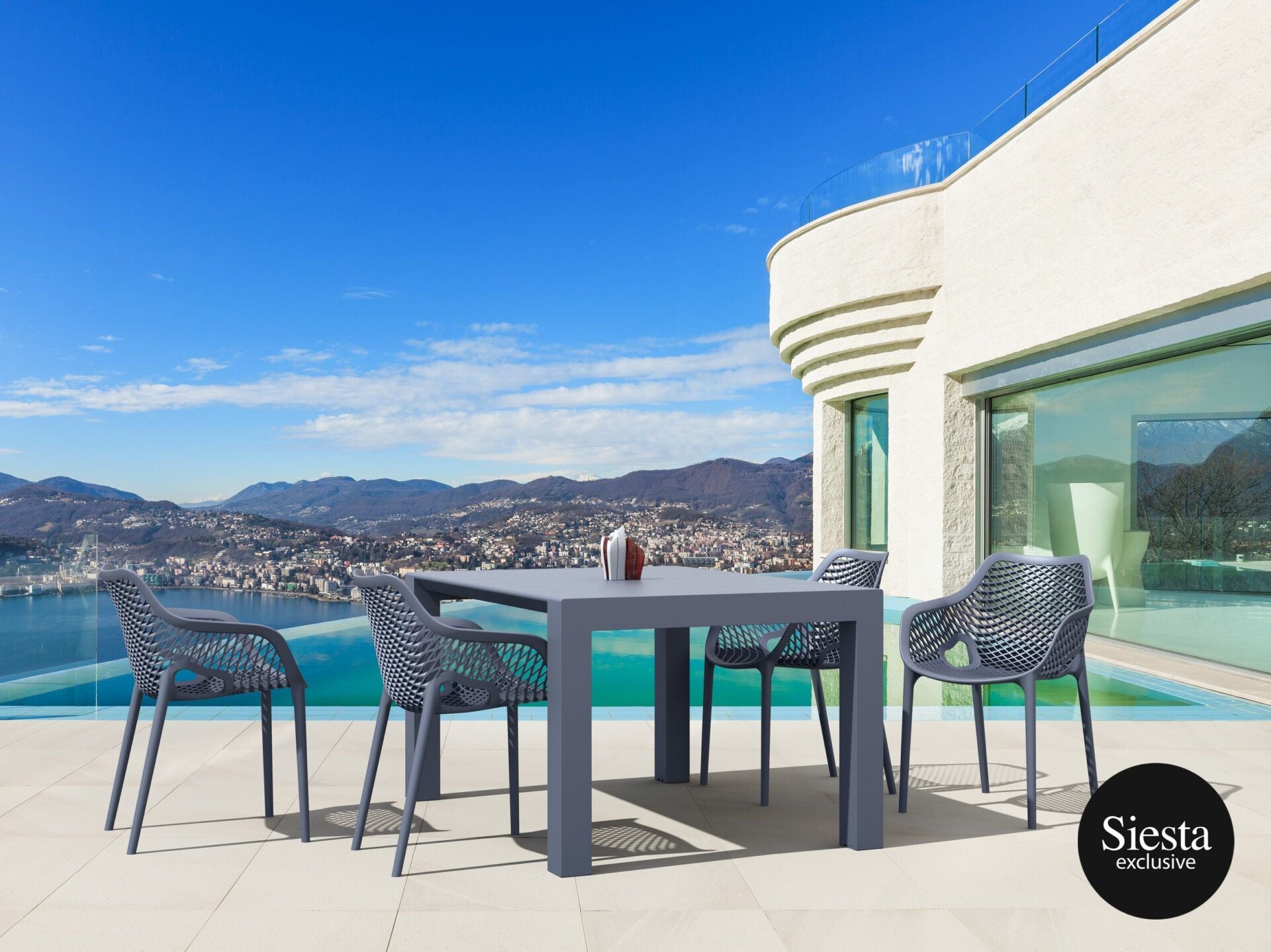 Vegas Table 4 Seater Outdoor Dining Setting with Air XL Armchair