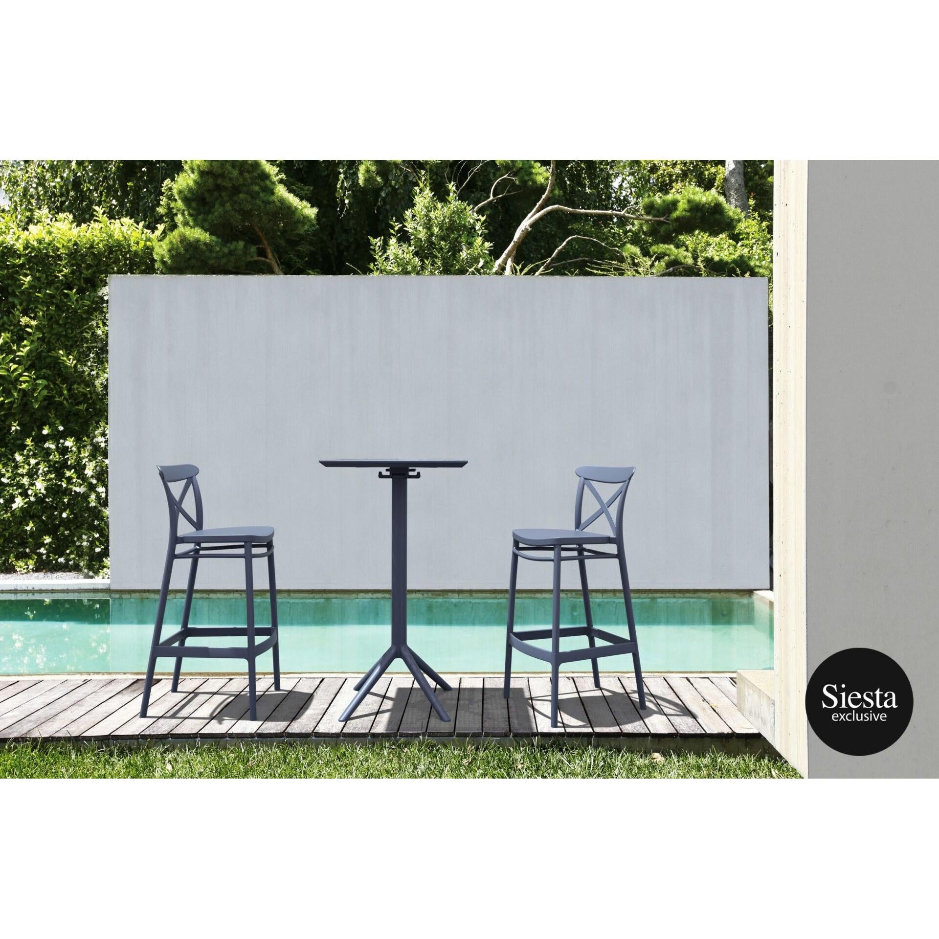Sky Bar Table 3 Piece Set with Cross 75 Barstools-Elite Office Furniture