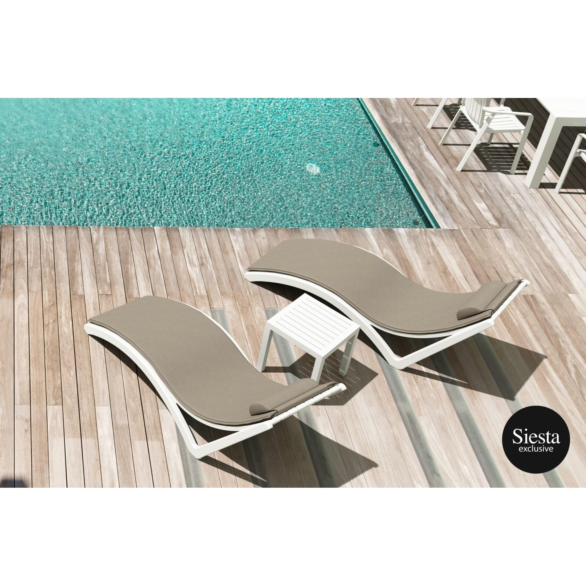 Pool Side 3 Piece Slim Sun Lounger Package with Ocean Side Table-Elite Office Furniture