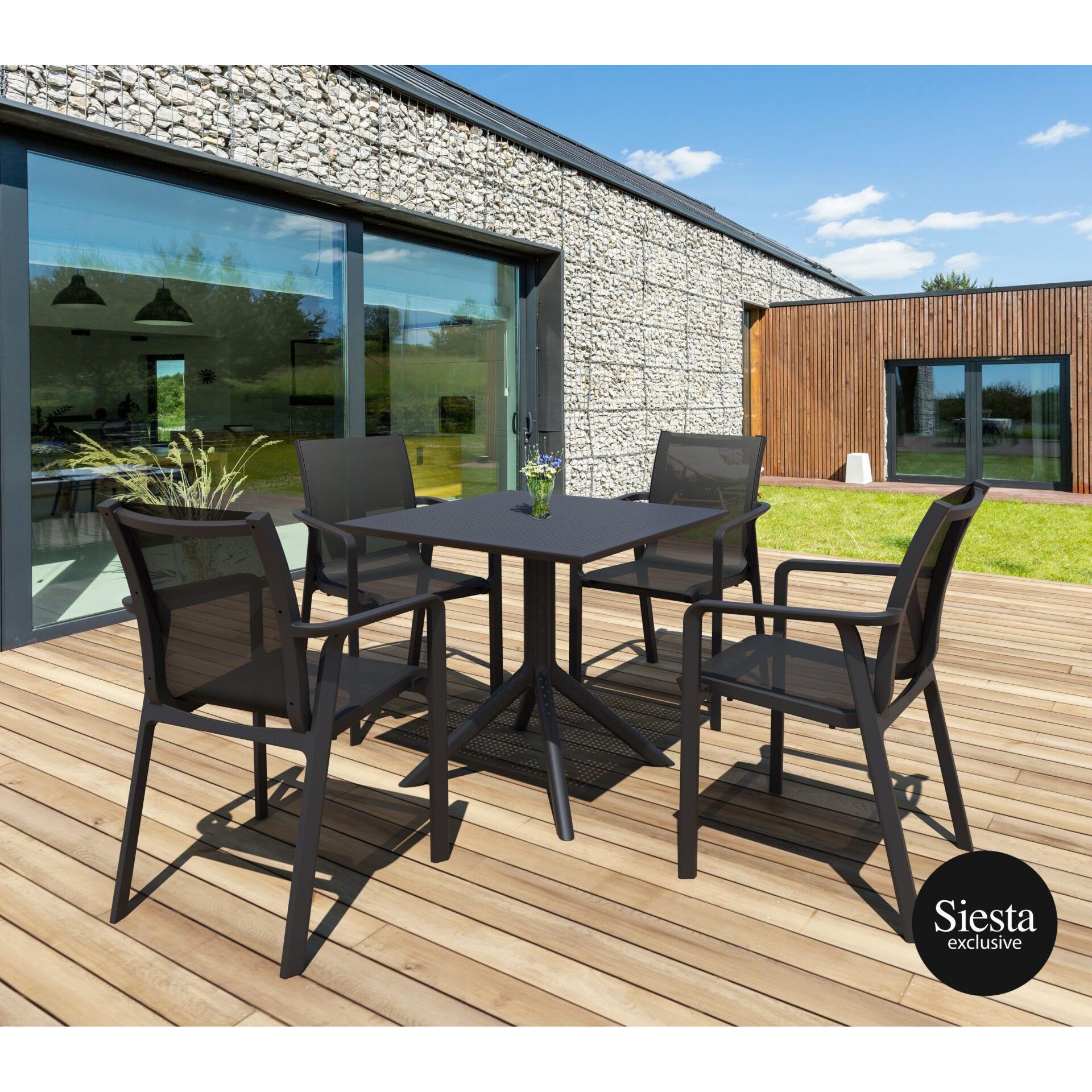 Sky 5 Piece Outdoor Table Setting with Pacific Arm Chairs-Elite Office Furniture