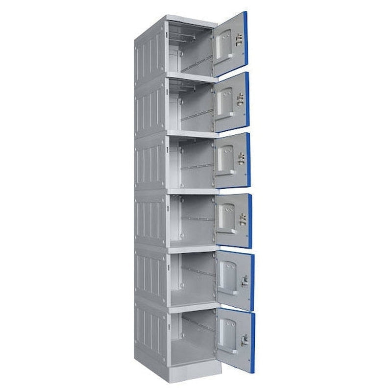 ABS Plastic Lockers 6 Doors Single Bank