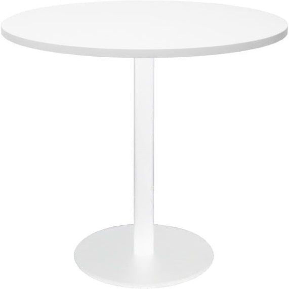 Round Flat Disc Base Table in White Powder Coat Finish