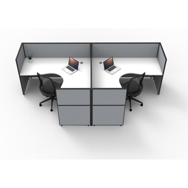 SHUSH30 Corner Workstations - 2 Person 'T' Configuration - Screen Hung Tops - White