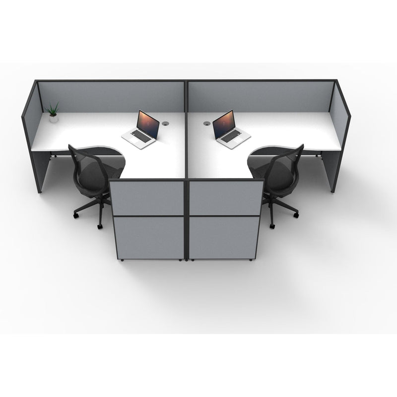 SHUSH30 Corner Workstations - 2 Person 'T' Configuration - Screen Hung Tops - White
