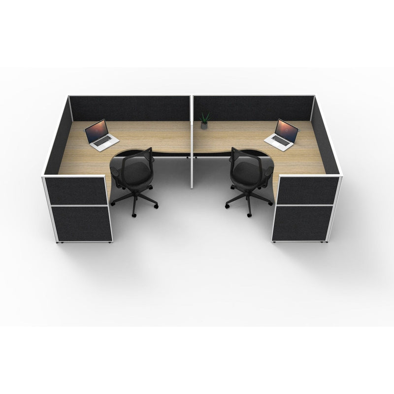 SHUSH30 Corner Workstations - 2 Person 'U' Configuration - Screen Hung Tops - Oak