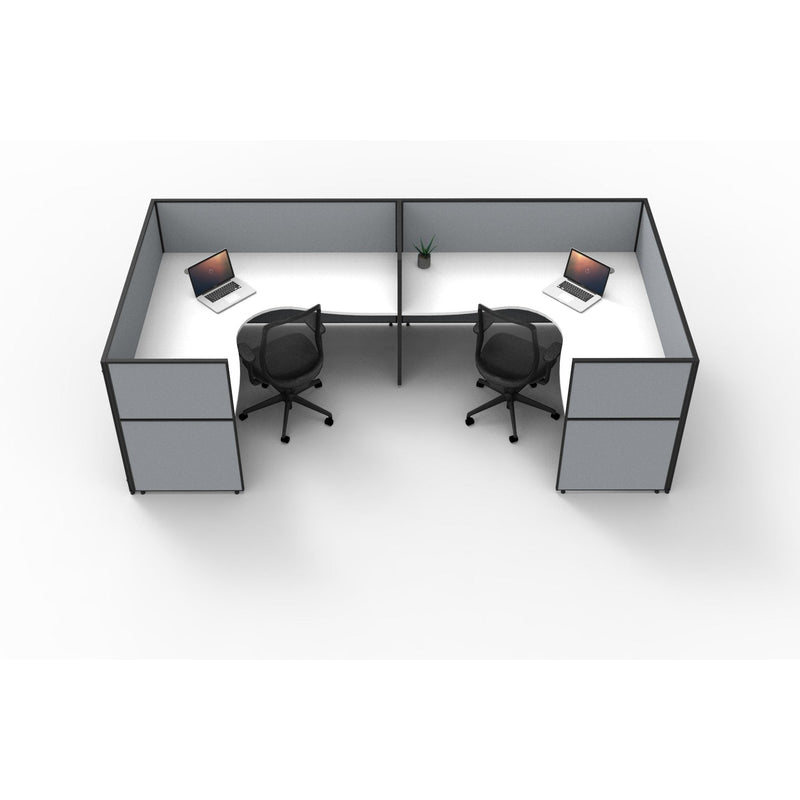 SHUSH30 Corner Workstations - 2 Person 'U' Configuration - Screen Hung Tops - White