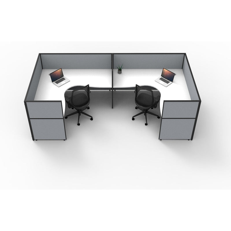 SHUSH30 Corner Workstations - 2 Person 'U' Configuration - Screen Hung Tops - White
