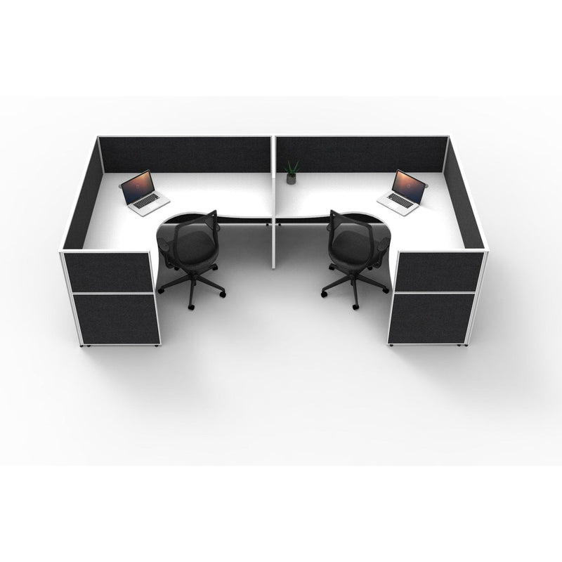SHUSH30 Corner Workstations - 2 Person 'U' Configuration - Screen Hung Tops - White