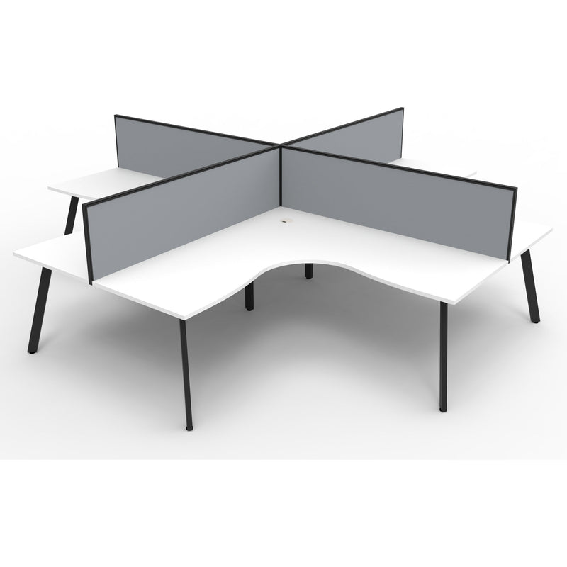 Eternity 4 Person Corner Workstation Pod with Screens - White