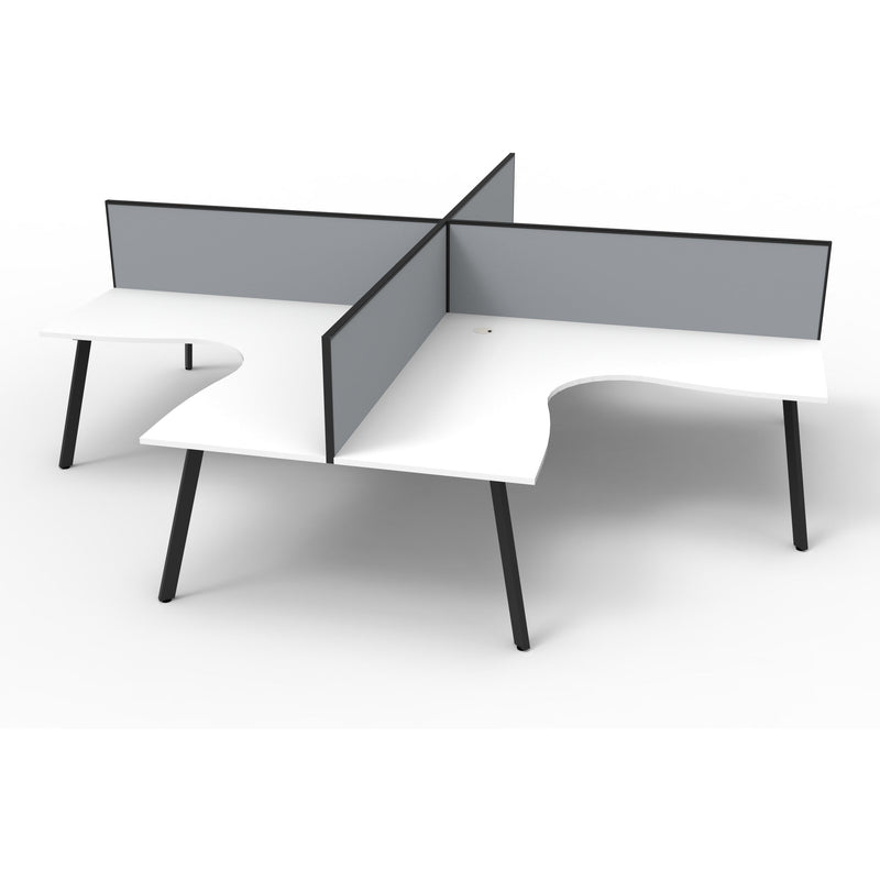 Eternity 4 Person Corner Workstation Pod with Screens - White