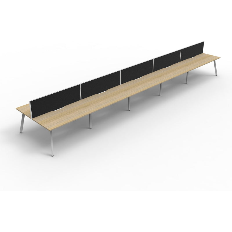 Eternity 10 Person Double Sided Workstation with Screens - Oak