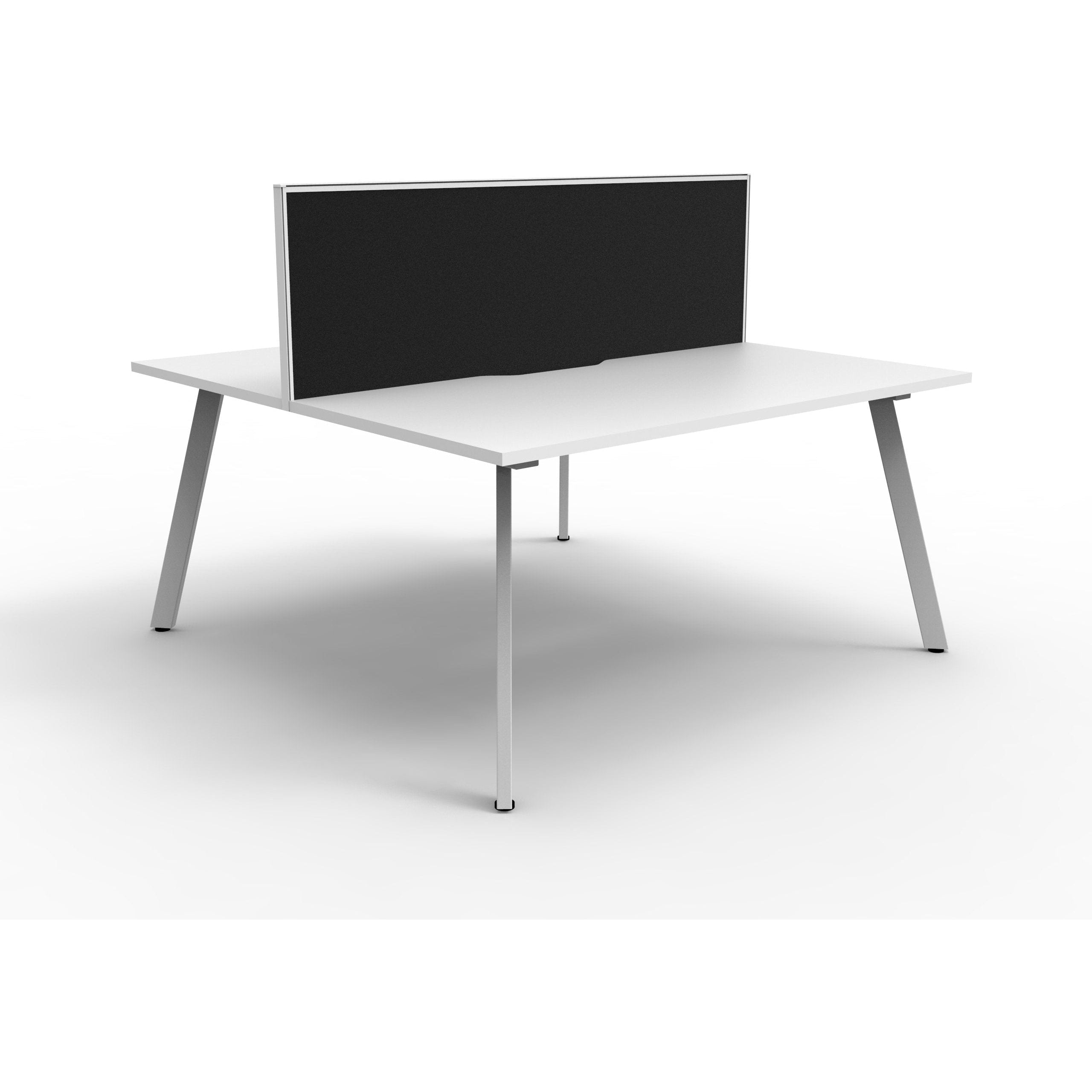 Eternity 2 Person Double Sided Workstation with Screen - White