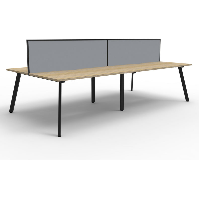 Eternity 4 Person Double Sided Workstation with Screens - Oak