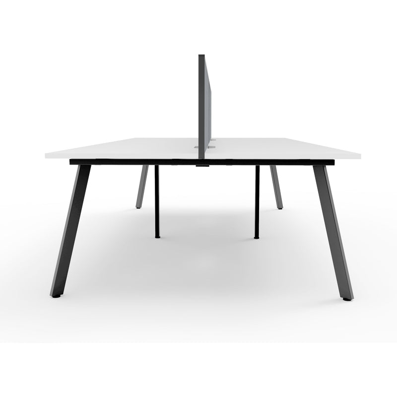 Eternity 4 Person Double Sided Workstation with Screens - White